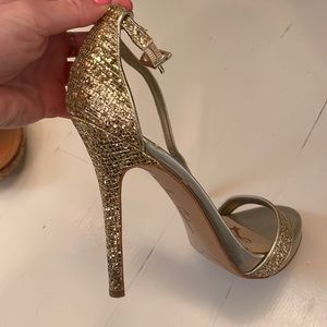 Gold glitzy Sam Edelman heels - height 3.5ish inches, Size 6